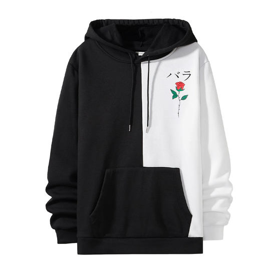 Polera Hombre Yansus Bicolor Negro Blanco Estampado Rosa
