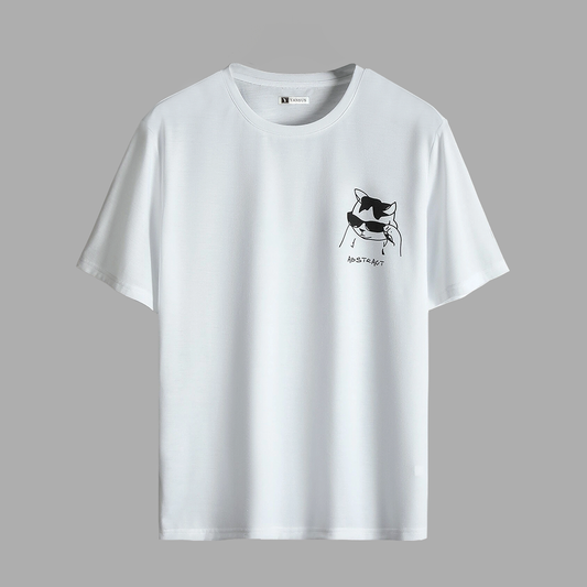 Polo Hombre Yansus Blanco Estampado Gato Abstract
