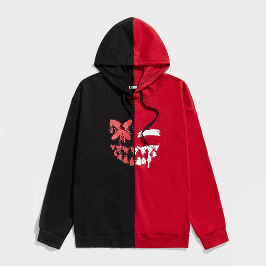 Polera Hombre Yansus Bicolor Rojo Negro Estampado