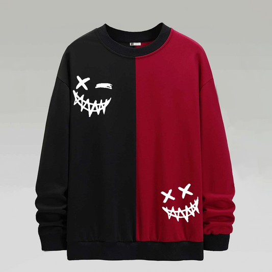 Polera Hombre Yansus Bicolor Vino Negro Estampado