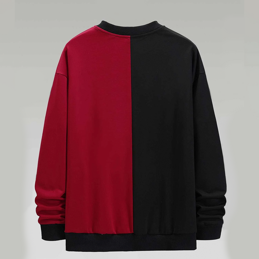 Polera Hombre Yansus Bicolor Vino Negro Estampado