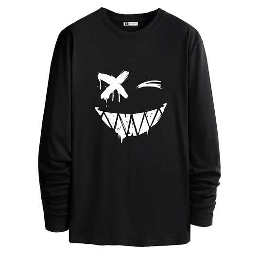 Polera Hombre Yansus Negro Estampado Cara Dibujos Animados