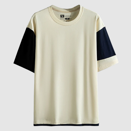 Polo Hombre Yansus oversize Beige Tricolor