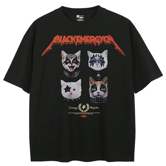 Polo Hombre Yansus Estampado Gatitos Rockeros