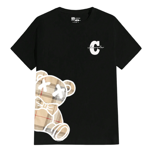 Polo Hombre Yansus Negro Blanco Estampado Oso C