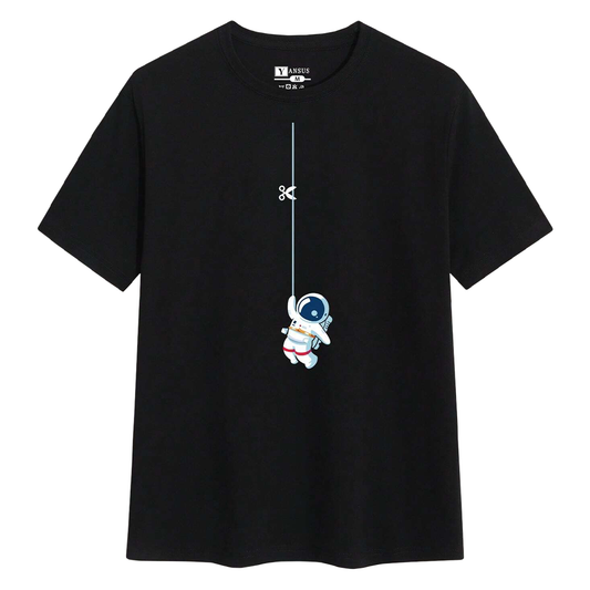 Polo Hombre Yansus Negro Estampado Astronauta