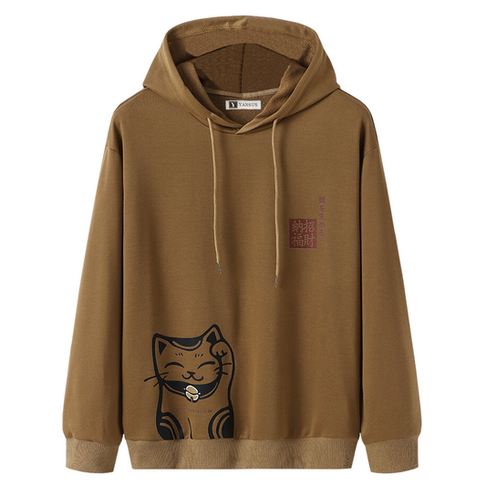 Polera Hombre Yansus Marron Estampado Gatito