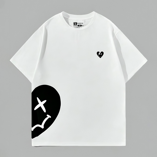 Polo Blanco Hombre Oversize Yansus Estampado Corazon