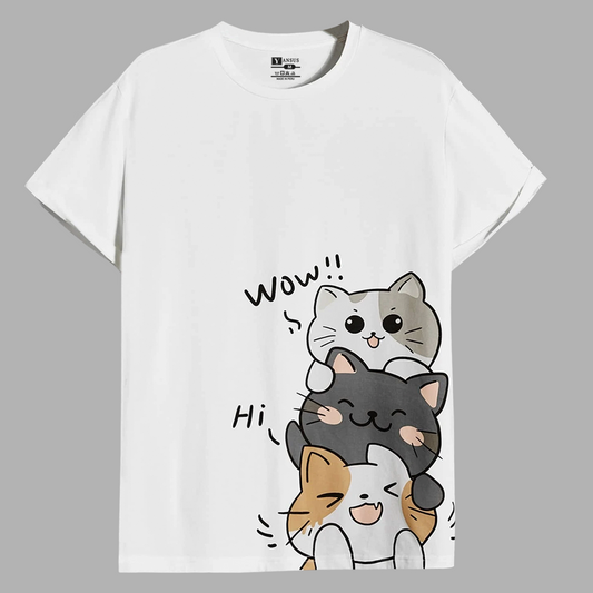 Polo Hombre Yansus Blanco Estampado Gatitos