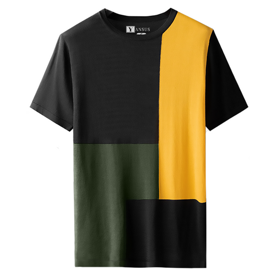 Polo Hombre Yansus Tricolor Negro Amarillo Verde Militar