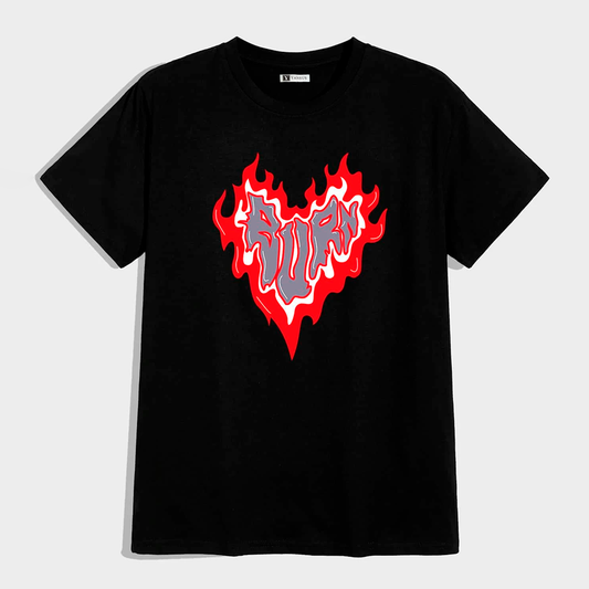 Polo Negro Hombre Camiseta Yansus Estampado Corazón
